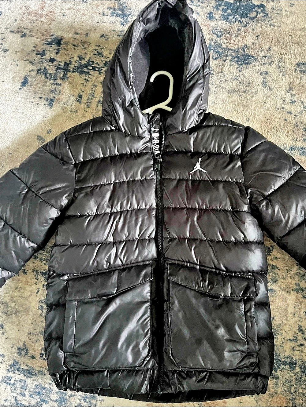 Jordan Black Puffer Coat Jacket Boys Large Like New